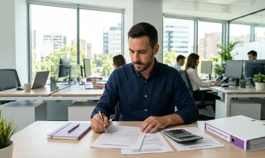 Finiquito por fin de contrato temporal en España con documentos laborales y calculadora